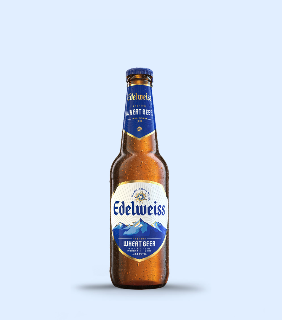 Edelweiss Bottle Homepage Blue Background (New Bottle)